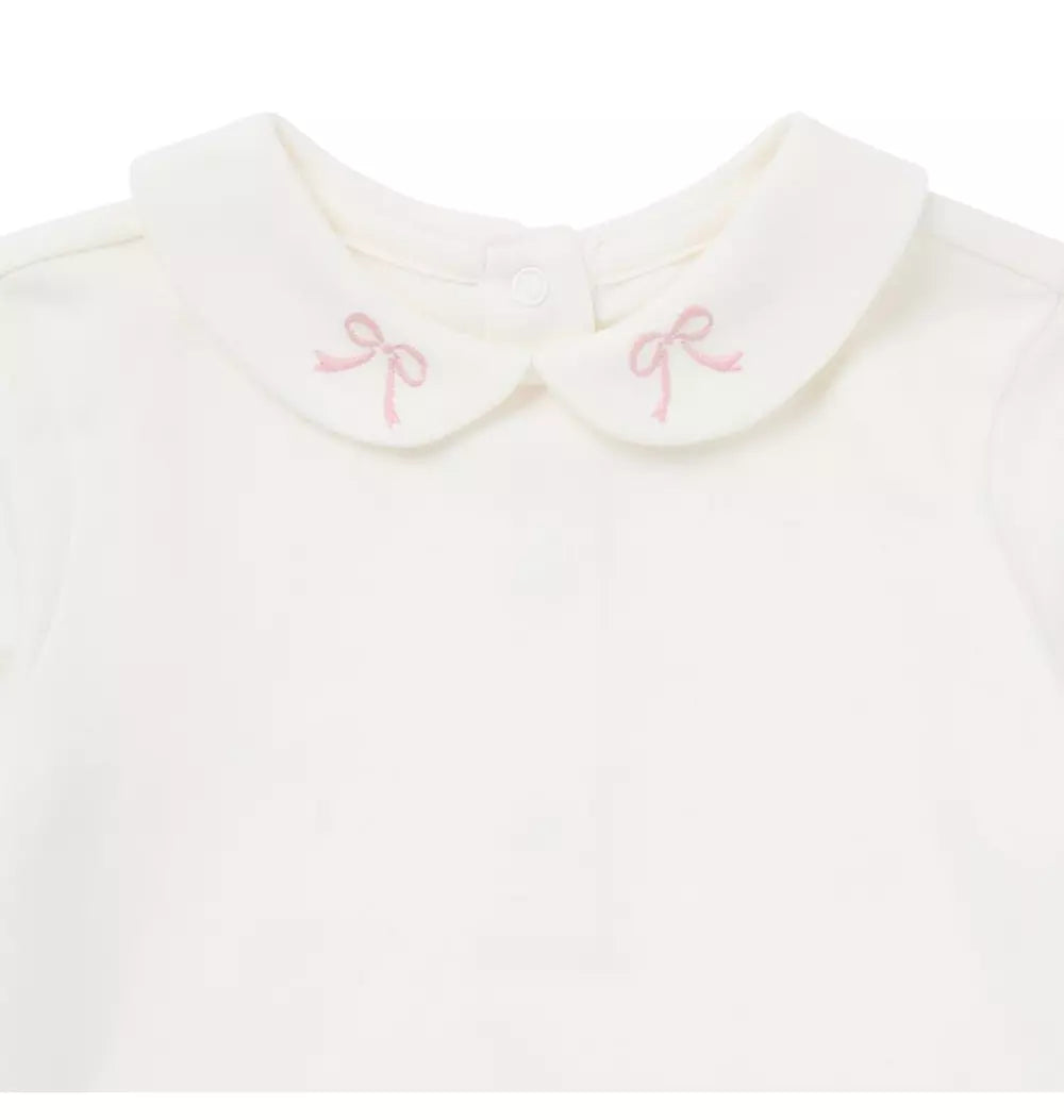 JANIE & JACK BEBE NIÑA BODY G K PINK BOW COLLAR BS WB M/L