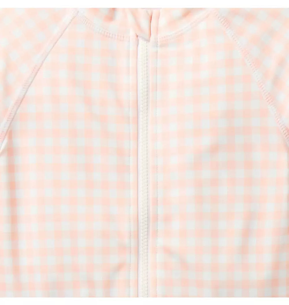 JANIE & JACK BEBE NIÑA VESTIDO DE BAÑO PINK GINGHAM RASHGUARD