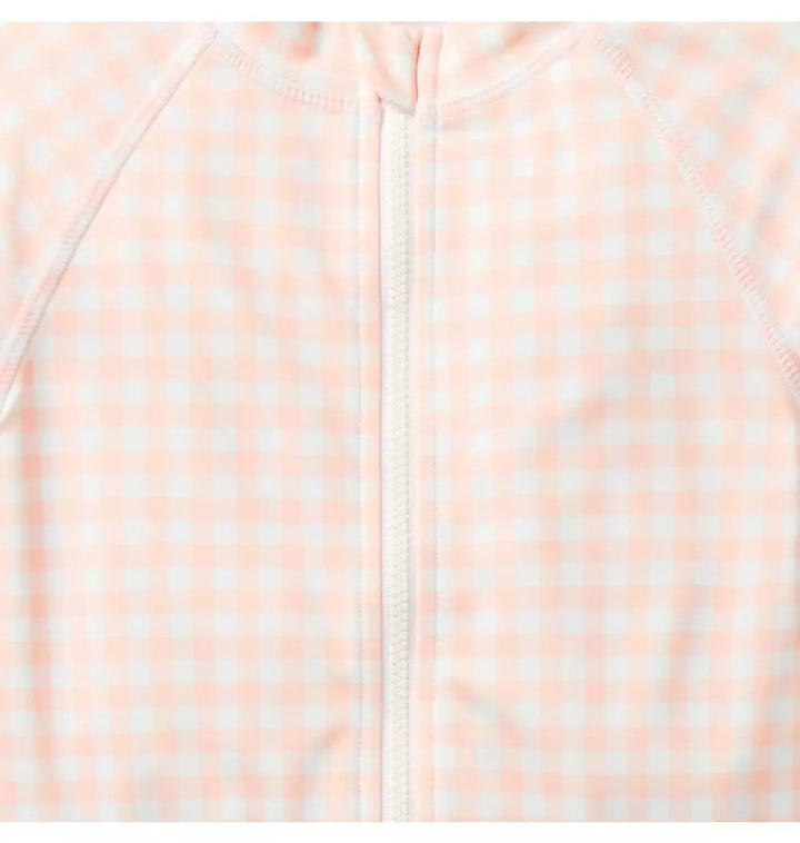 JANIE & JACK BEBE NIÑA VESTIDO DE BAÑO PINK GINGHAM RASHGUARD