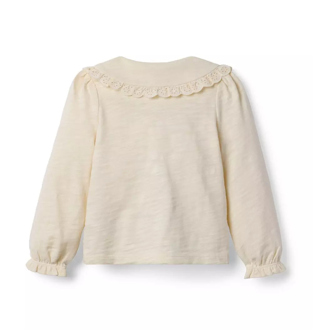 JANIE & JACK NIÑA BLUSA LACE COLLARED M/L IVORY
