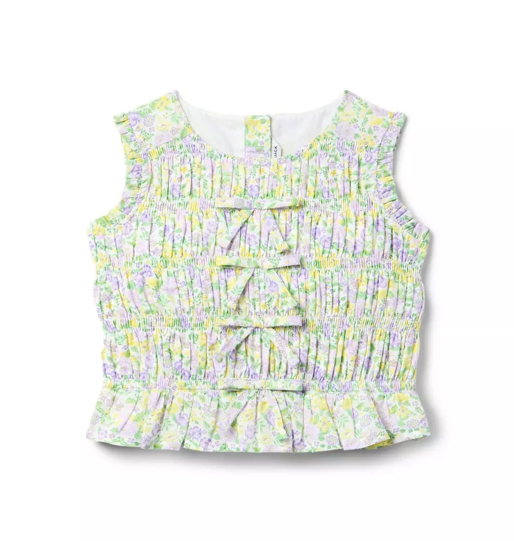 JANIE & JACK NIÑA BLUSA SMOCKED FLORAL BOW