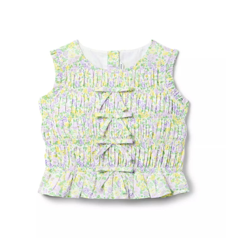 JANIE & JACK NIÑA BLUSA SMOCKED FLORAL BOW