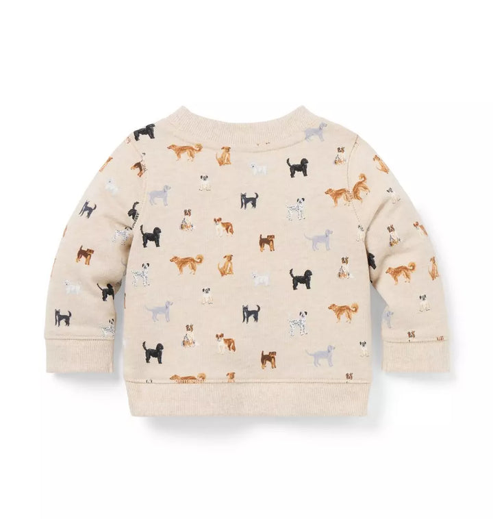 JANIE & JACK BEBE NIÑO TSHIRT DOG ICON TERRY KHAKI