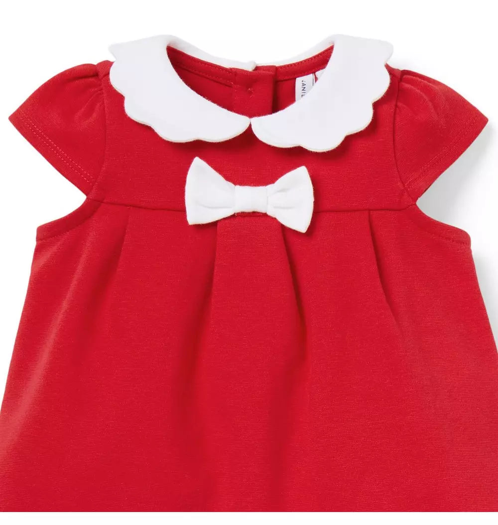 JANIE & JACK BEBE NIÑA CONJ. DE SHORT SCALLOP COLLAR PONTE M/C RED