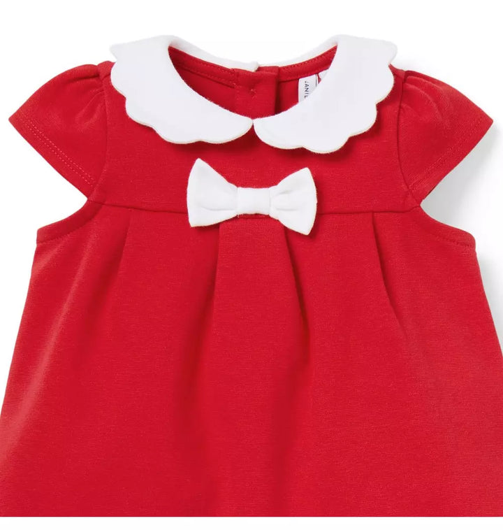 JANIE & JACK BEBE NIÑA CONJ. DE SHORT SCALLOP COLLAR PONTE M/C RED