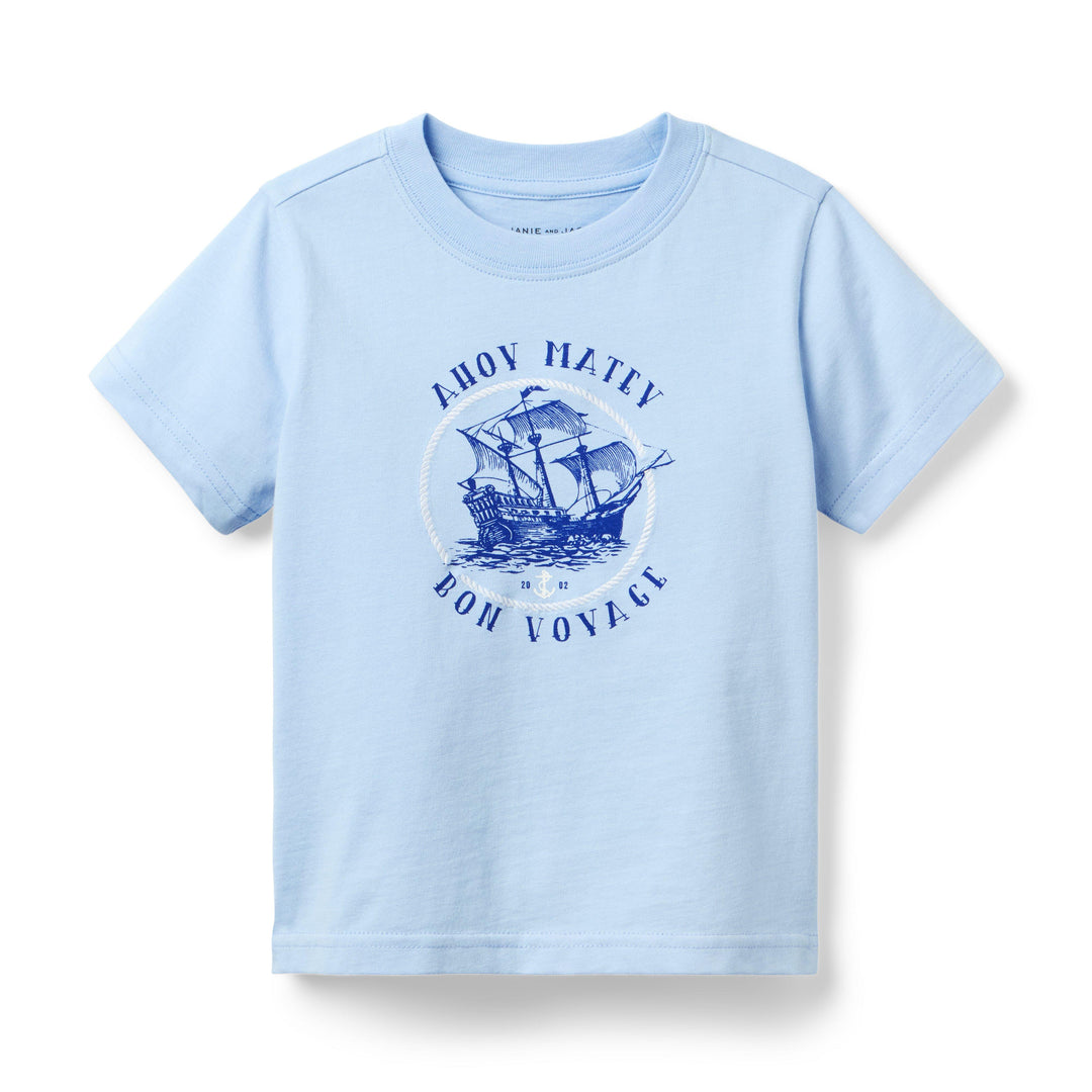 Janie &amp; Jack Tshirt Ahoy Matey Graphic M/c Blue para Niña