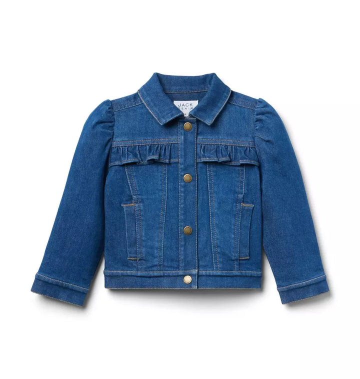 JANIE & JACK NIÑA ABRIGO MEDIUM RUFFLE DENIM