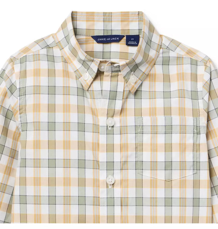 JANIE & JACK NIÑO CAMISA PLAID POPLIN MULTICOLOR