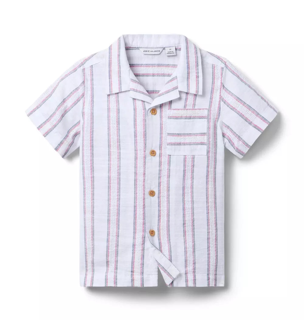 JANIE & JACK NIÑO CAMISA JACQUARD STRIPE MULTICOLOR