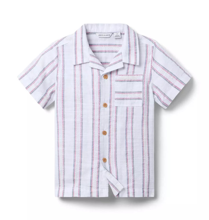 JANIE & JACK NIÑO CAMISA JACQUARD STRIPE MULTICOLOR