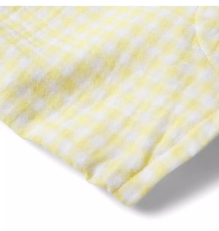 JANIE & JACK BEBE NIÑO ROMPER YELLOW GINGHAM GAUZE UTILITY