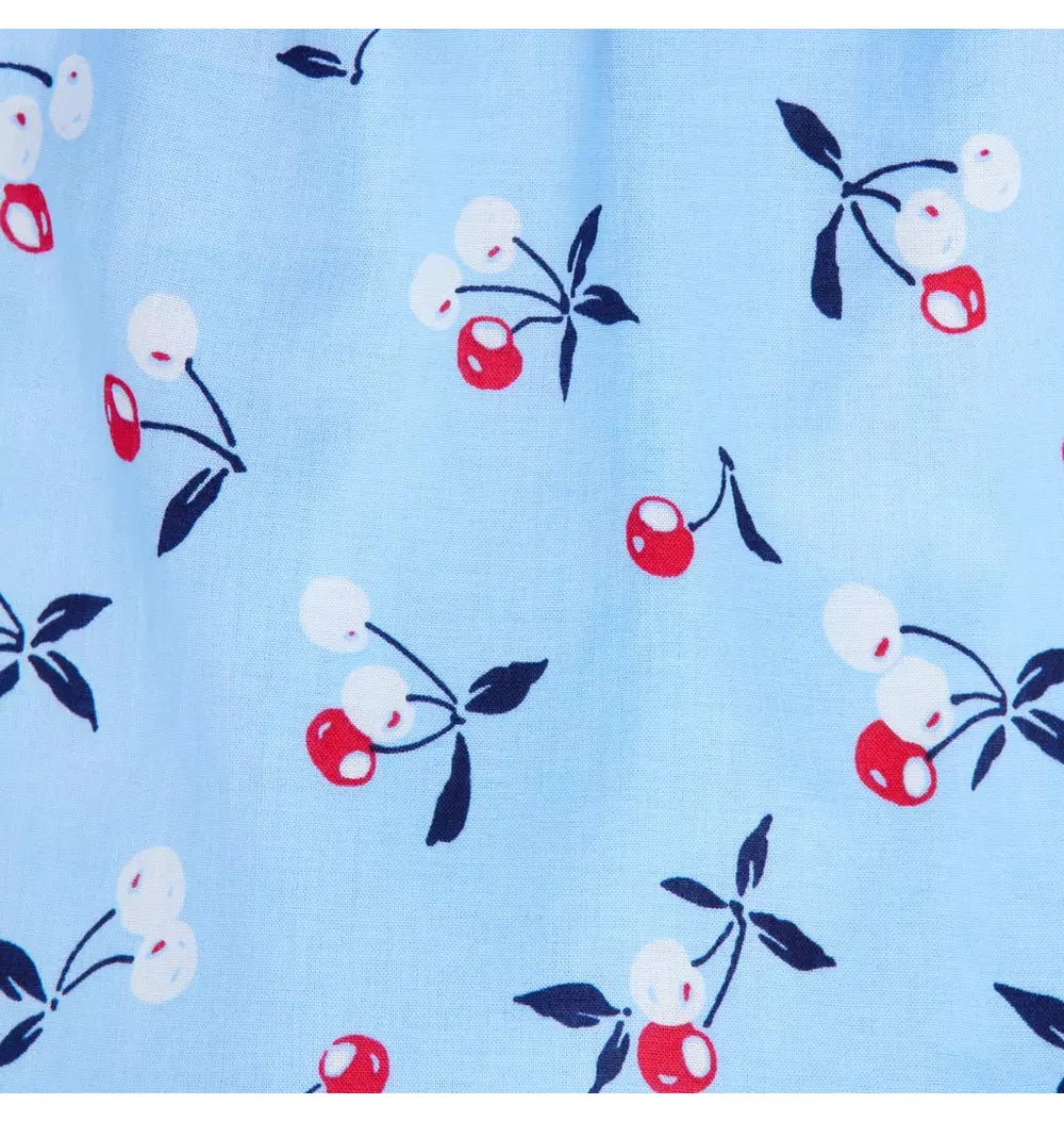 JANIE & JACK BEBE NIÑA ROMPER CHERRY BOW BLUE