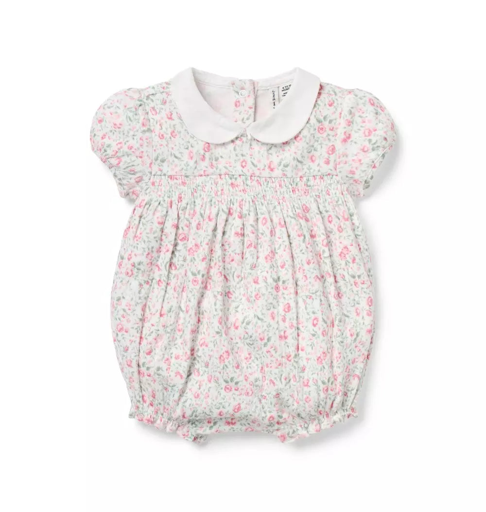 JANIE & JACK BEBE NIÑO ROMPER FLORAL WHITE