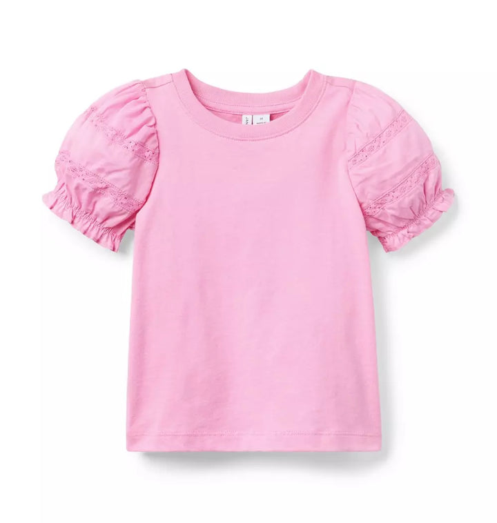 JANIE & JACK NIÑA TSHIRT LACE PUFF M/C PINK