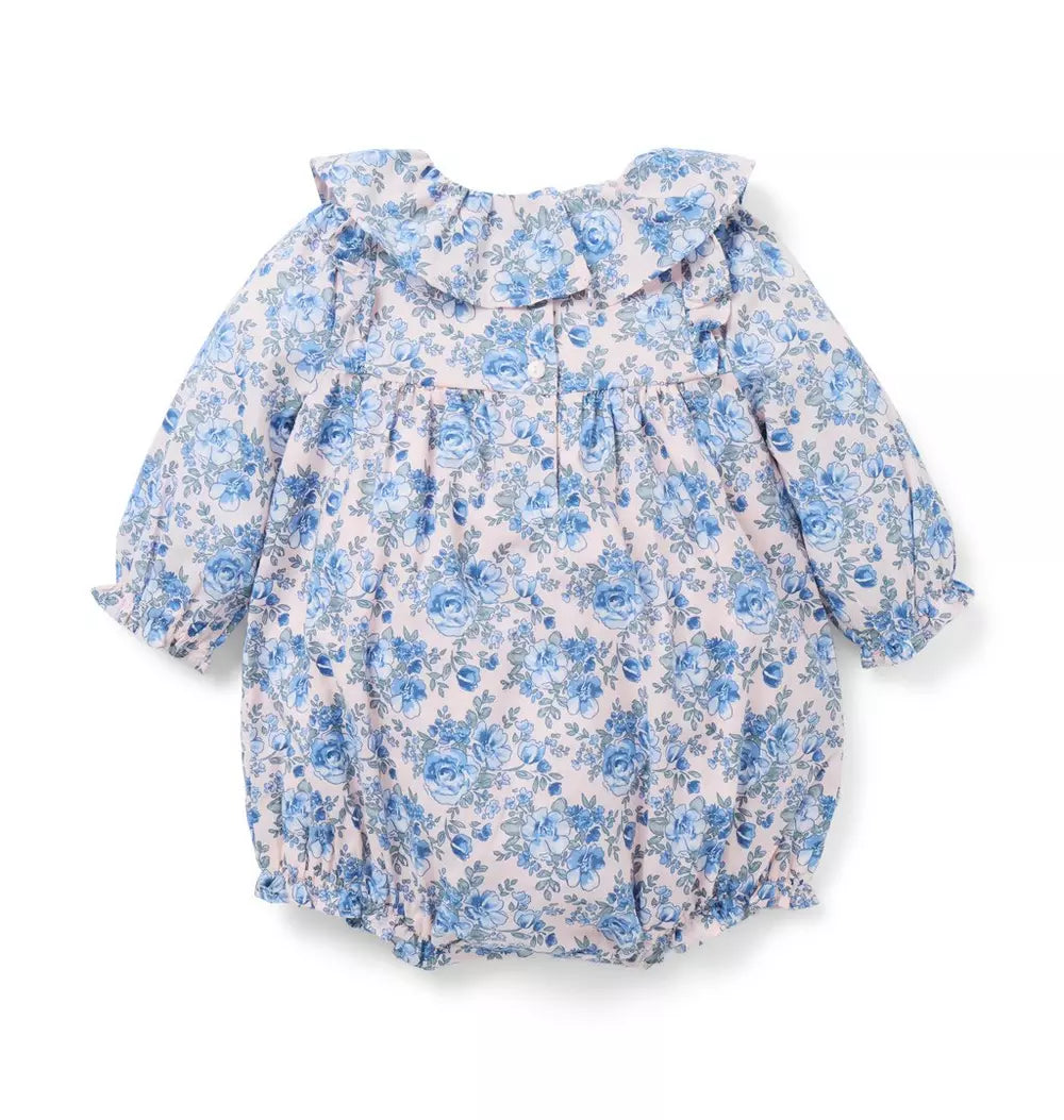 JANIE &amp; JACK BEBE NIÑA BLUSA RUFFLE COLLAR BUBBLE W2 MULTI FLORAL M/L