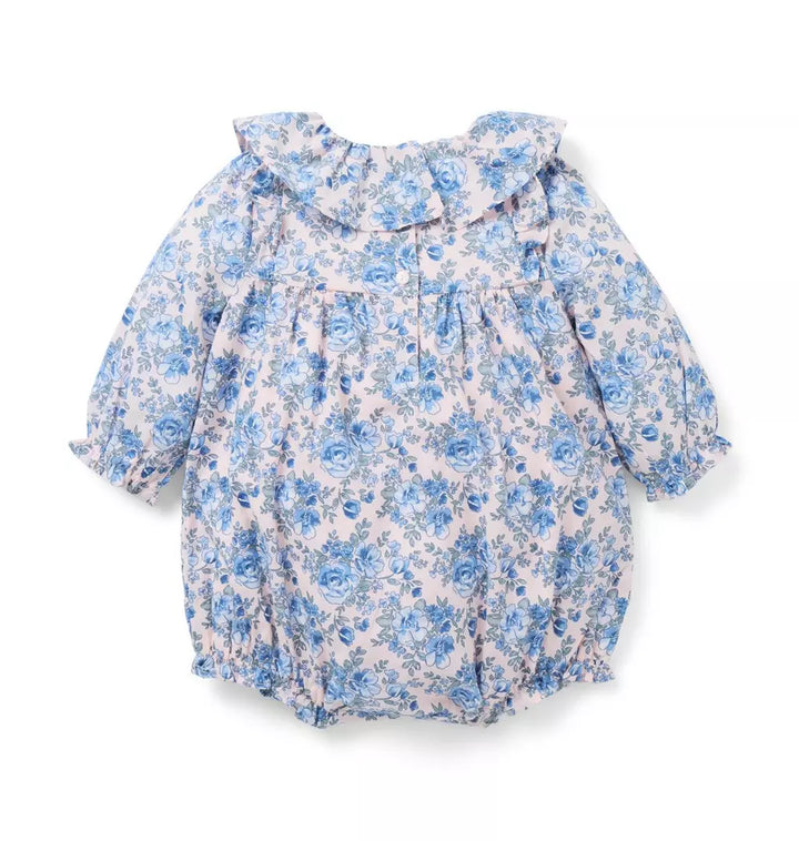 JANIE &amp; JACK BEBE NIÑA BLUSA RUFFLE COLLAR BUBBLE W2 MULTI FLORAL M/L