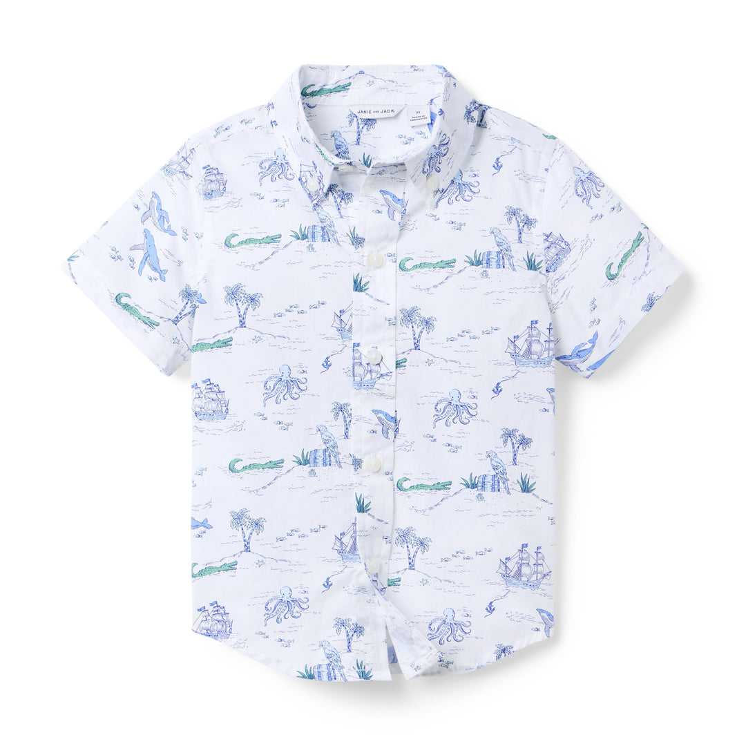 Janie &amp; Jack Camisa Pirate Scenic M/c para Niño