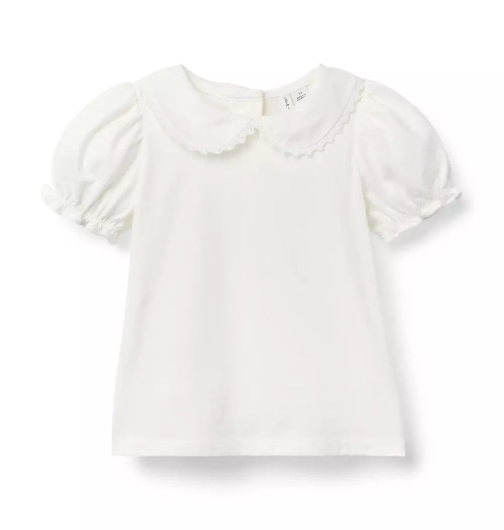 JANIE & JACK NIÑA BLUSA COLLARED PUFF SLEEVE