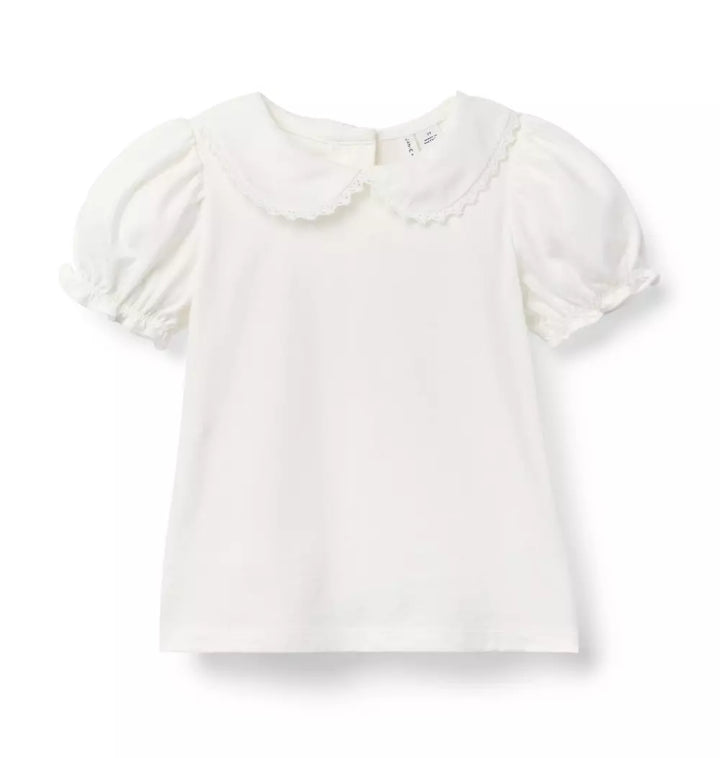 JANIE & JACK NIÑA BLUSA COLLARED PUFF SLEEVE