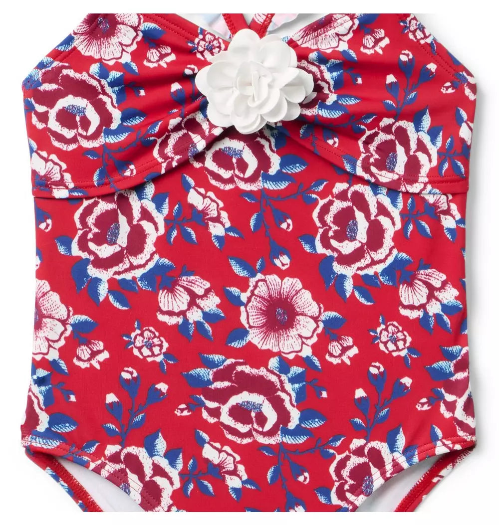 JANIE & JACK NIÑA VESTIDO DE BAÑO FLORAL RED