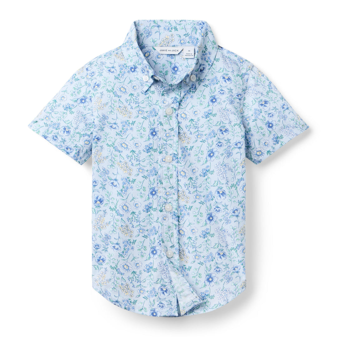 Janie &amp; Jack Camisa Floral M/c Blue para Bebé Niño