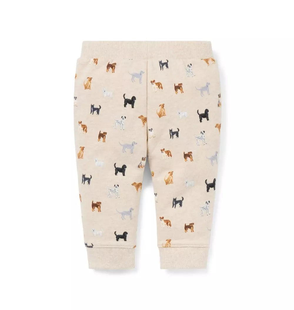 JANIE & JACK BEBE NIÑO PANTALON DOG ICON TERRY KHAKI