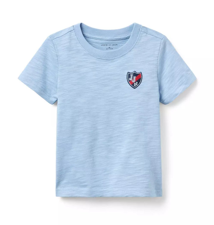 JANIE & JACK NIÑO TSHIRT THE J&J PATCH SLUB M/C BLUE