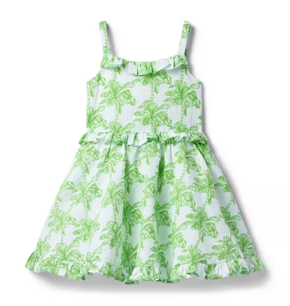 JANIE & JACK NIÑA VESTIDO PALM GREEN/WHITE