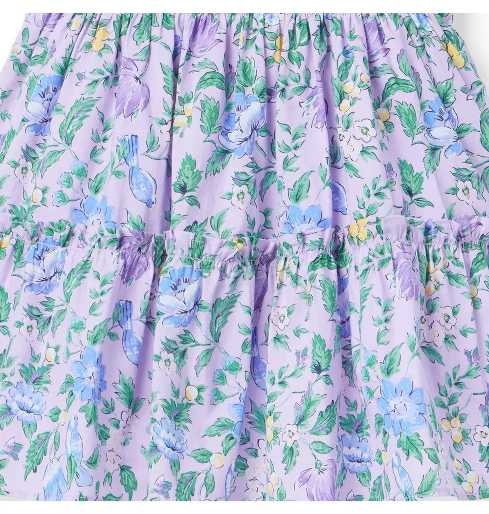 JANIE & JACK NIÑA VESTIDO FLORAL PUFF SLEEVE PURPLE