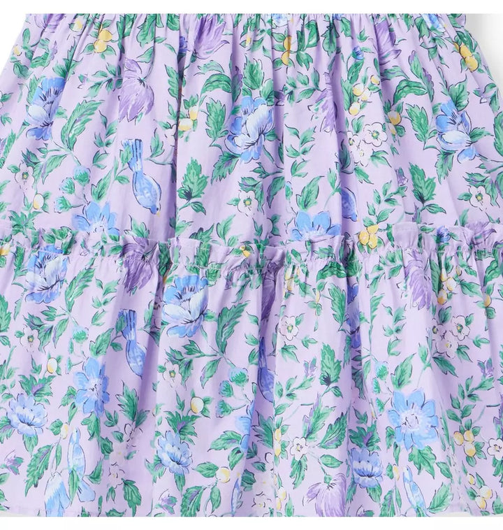 JANIE & JACK NIÑA VESTIDO FLORAL PUFF SLEEVE PURPLE
