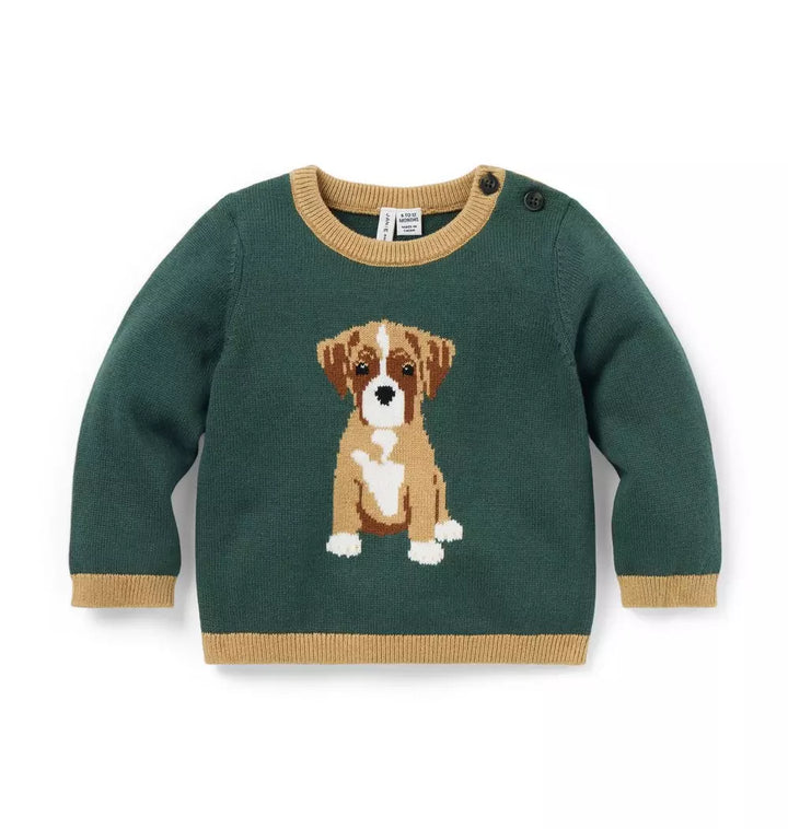 JANIE & JACK BEBE NIÑO TSHIRT DOG ICON GREEN