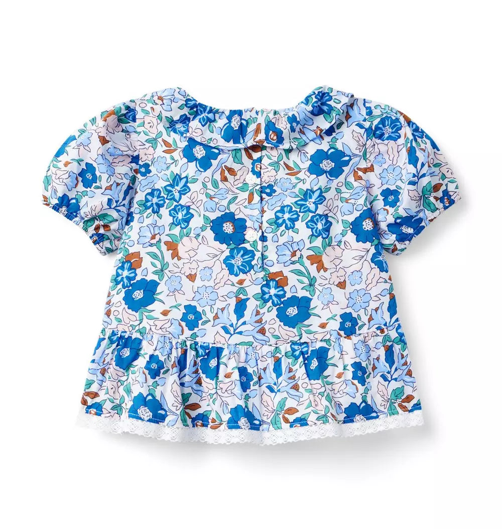JANIE & JACK NIÑA BLUSA FLORAL RUFFLE PEPLUM