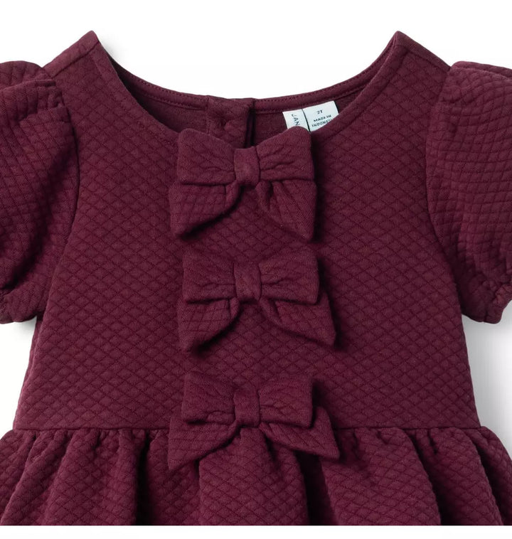 JANIE & JACK NIÑA VESTIDO QUILTED BOW DARK PURPLE