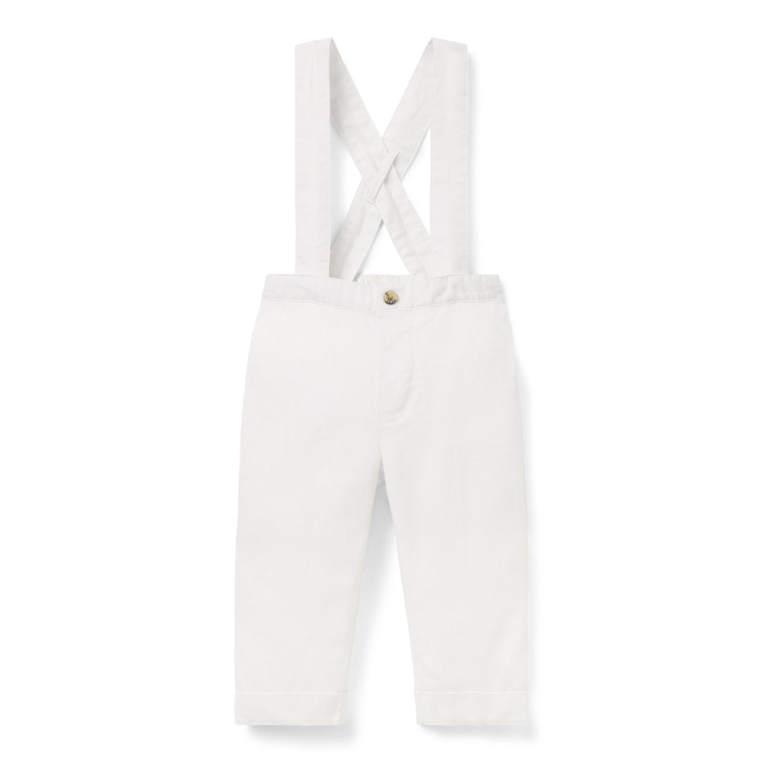 Janie &amp; Jack Pantalon Linen Suspender White para Bebé Niña