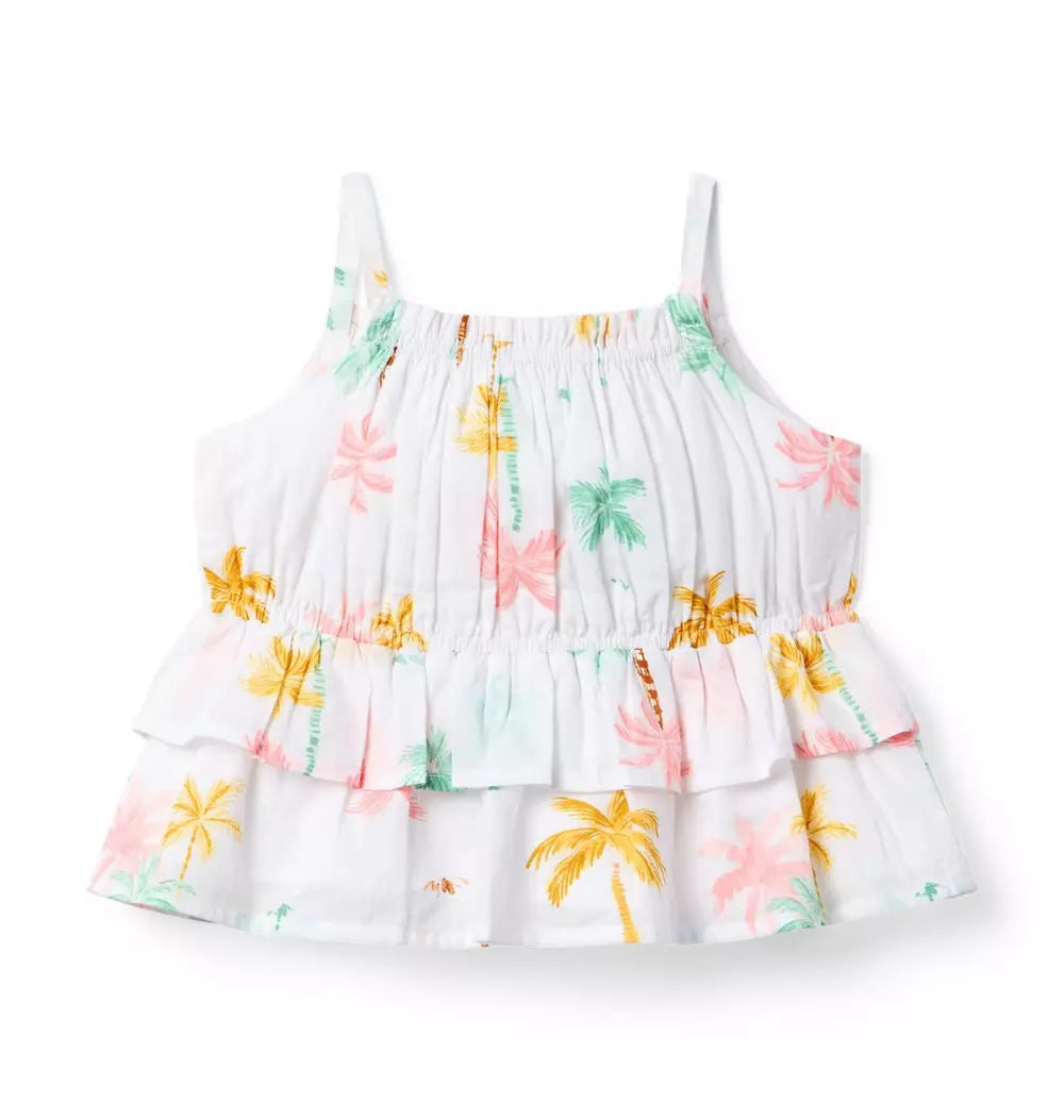JANIE & JACK NIÑA BLUSA PALM TREE RUFFLE