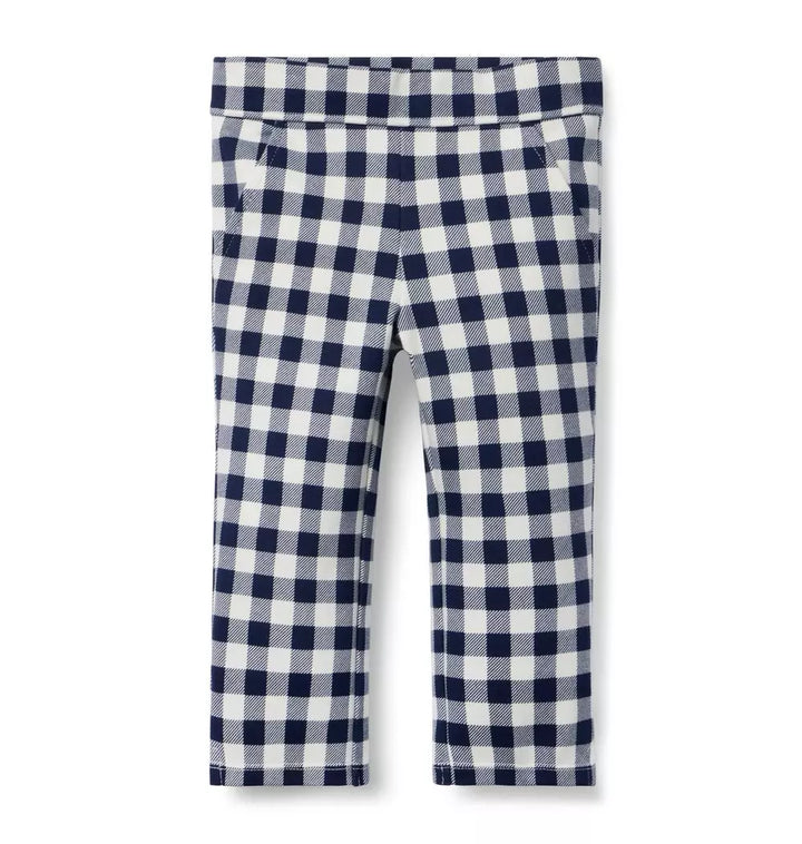 JANIE & JACK NIÑA PANTALON GINGHAM PONTE BLUE