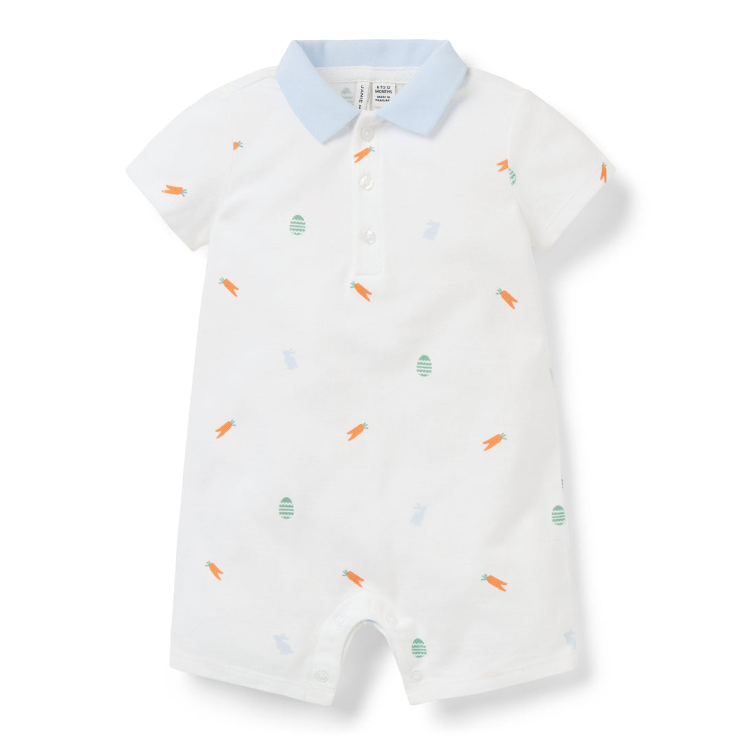 Janie &amp; Jack Romper Aop Icon White para Bebé Niño