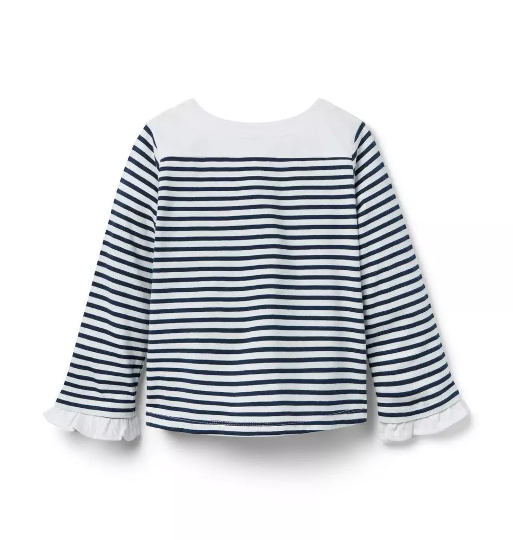 JANIE & JACK NIÑA TSHIRT STRIPED BELL M/L WHITE