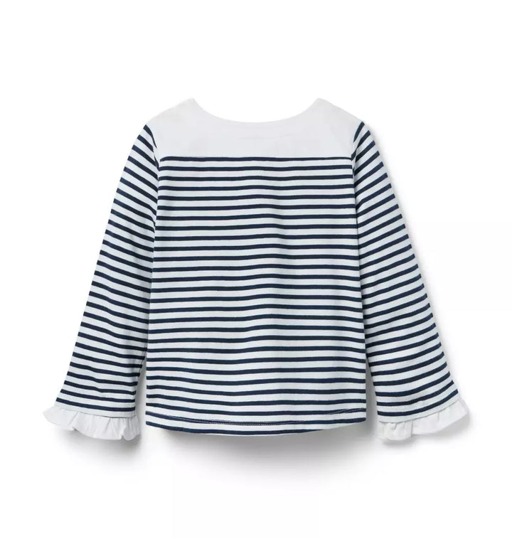 JANIE & JACK NIÑA TSHIRT STRIPED BELL M/L WHITE