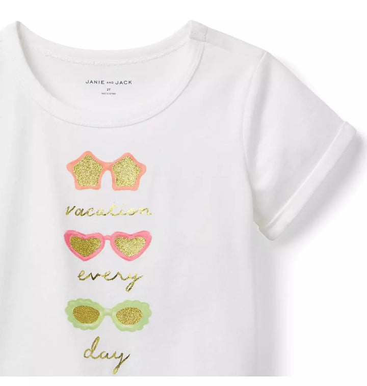 JANIE & JACK NIÑA TSHIRT SUNGLASSES WHITE