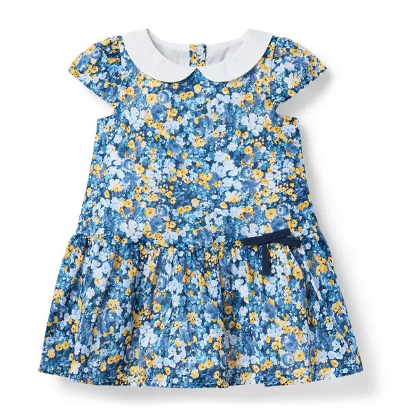 JANIE & JACK NIÑA VESTIDO FLORAL COLLAR BLUE