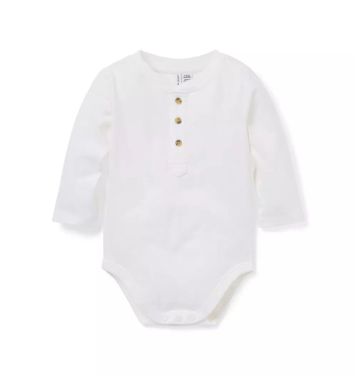 JANIE & JACK BEBE NIÑO BODY BRUSHED HENLEY M/L IVORY