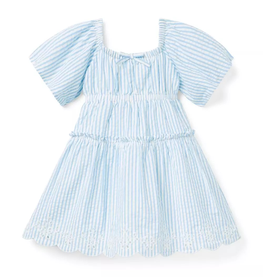 JANIE & JACK NIÑA VESTIDO STRIPED SEERSUCKER