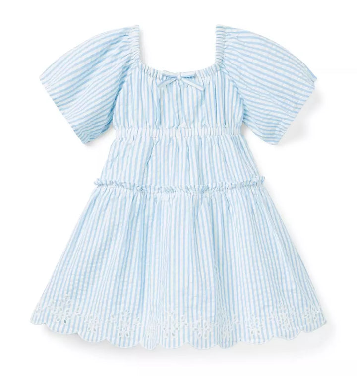 JANIE & JACK NIÑA VESTIDO STRIPED SEERSUCKER