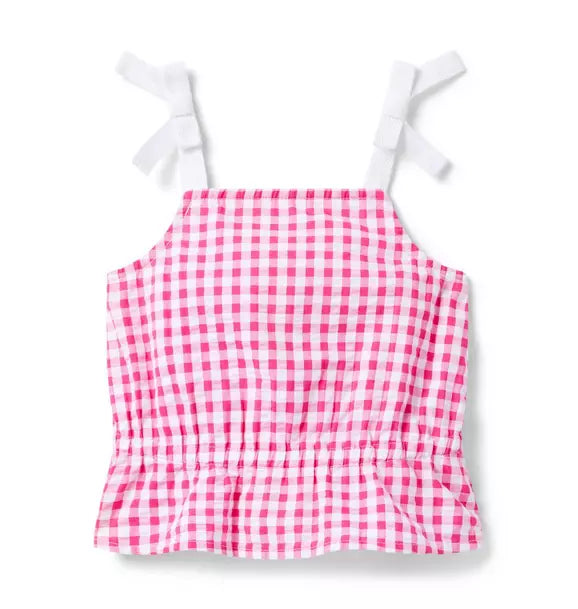JANIE & JACK NIÑA BLUSA GINGHAM PINK