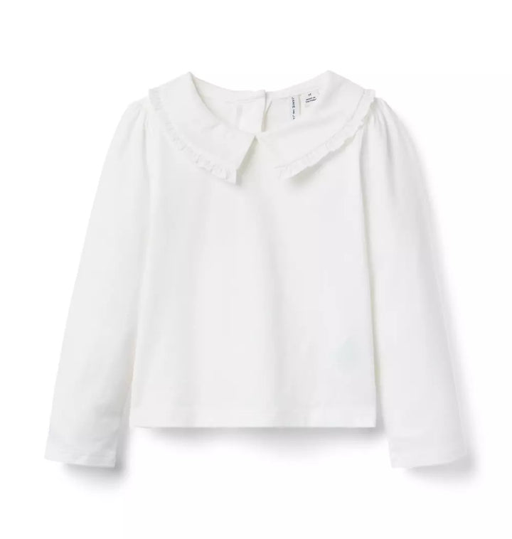 JANIE & JACK NIÑA BLUSA RUFFLE COLLAR M/L WHITE