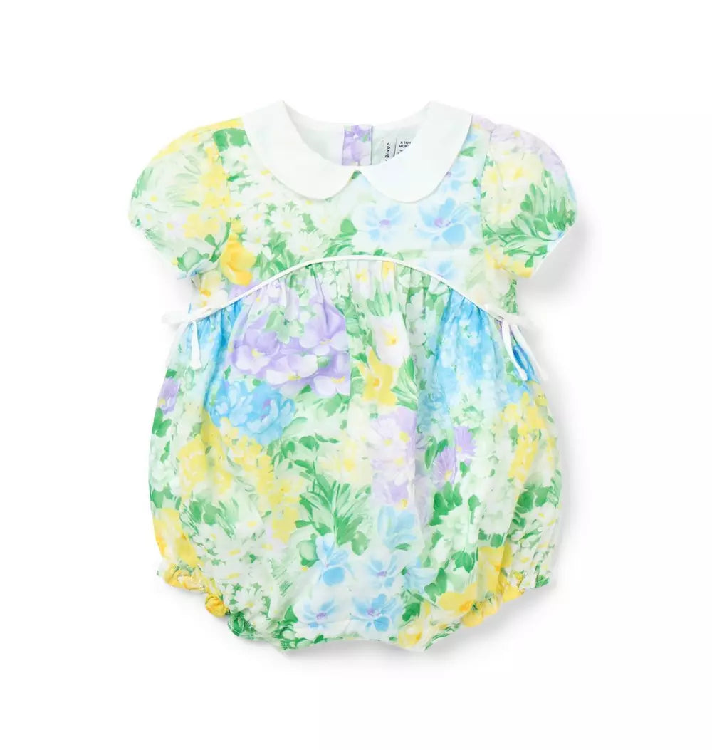 JANIE & JACK BEBE NIÑO ROMPER FLORAL GREEN