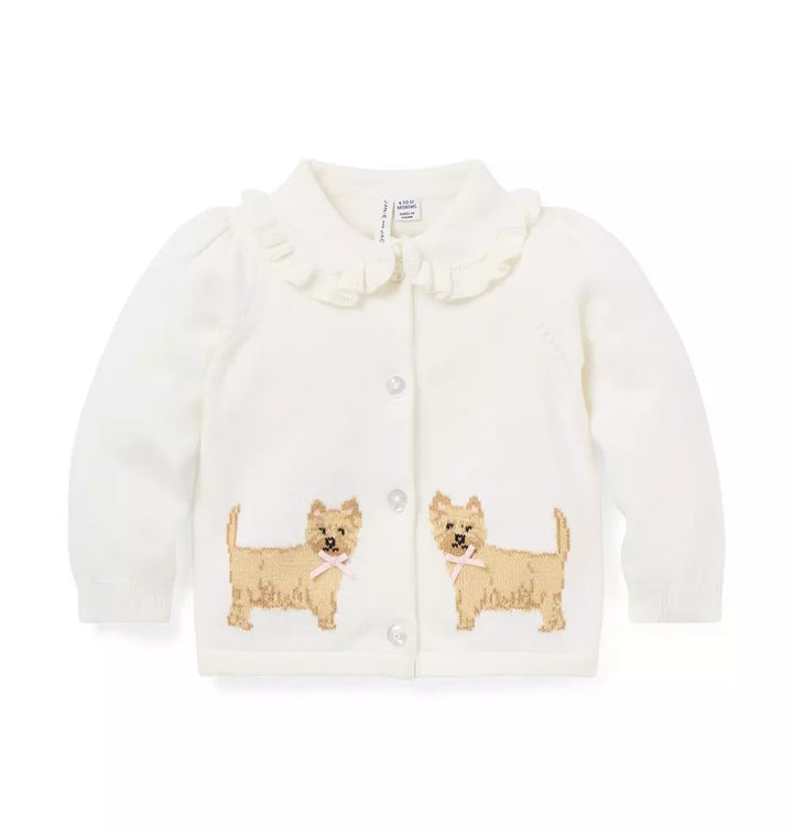 JANIE & JACK BEBE NIÑO TSHIRT DOG ICON COLLAR WHITE