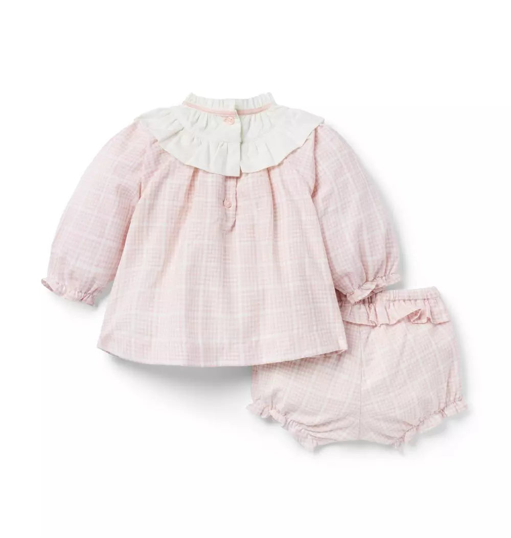 JANIE & JACK BEBE NIÑA CONJ DE SHORT PINK GINGHAM