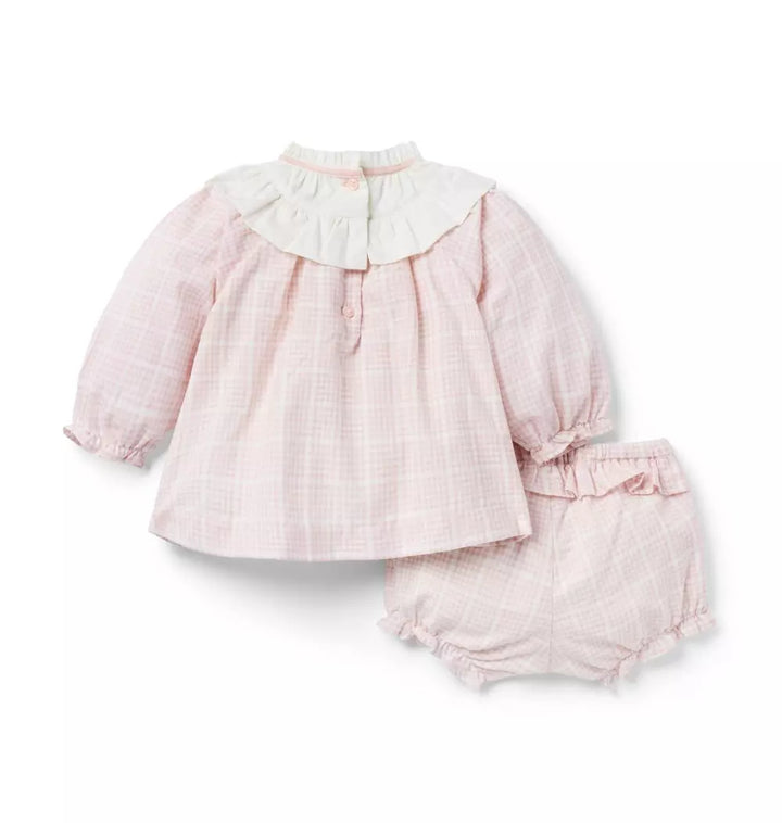 JANIE & JACK BEBE NIÑA CONJ DE SHORT PINK GINGHAM